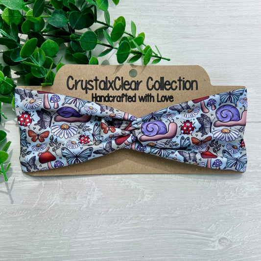 Snails in Wonderland Soft Stretch Twist Knot Headband | CrystalxClear Collection