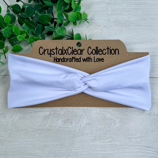 Solid White Twist Knot Headband