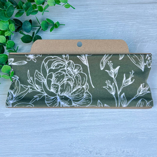 Olive Green Floral Twist Knot Headband