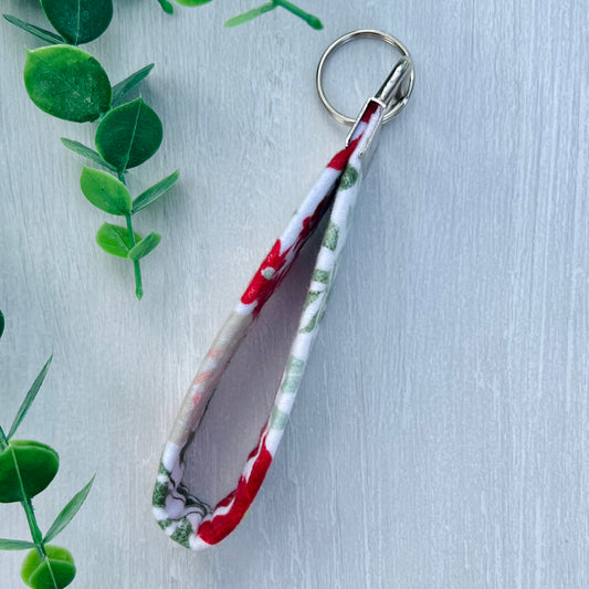 Watercolor Poinsettia - Fabric Keychain Handle
