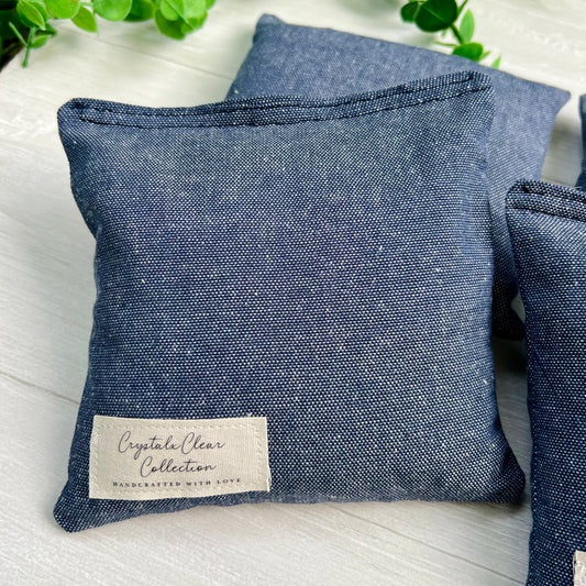 Demin Blue Corn-Filled Cornhole Bags