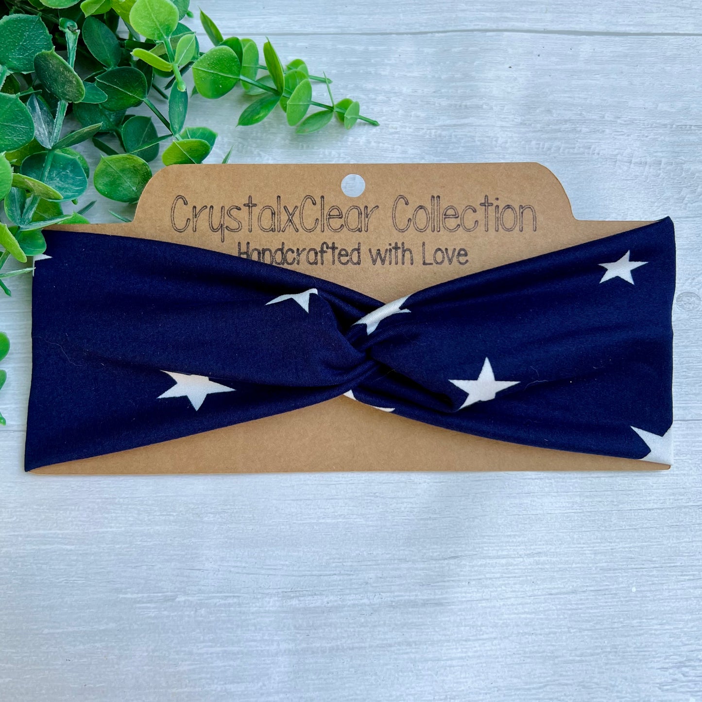 Blue & White Stars Twist Knot Headband