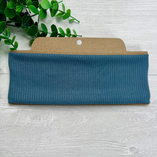 Ribbed Solid Slate Blue Soft Stretch Twist Knot Headband | CrystalxClear Collection