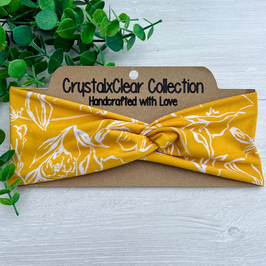 Mustard Floral II Twist Knot Headband