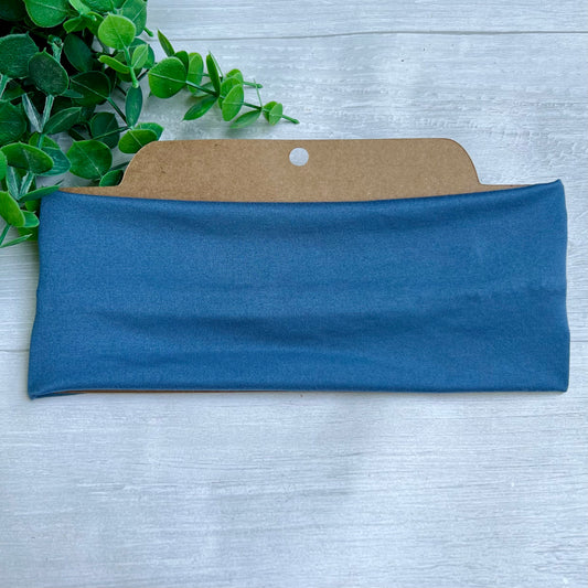 Solid Demin Blue Twist Knot Headband