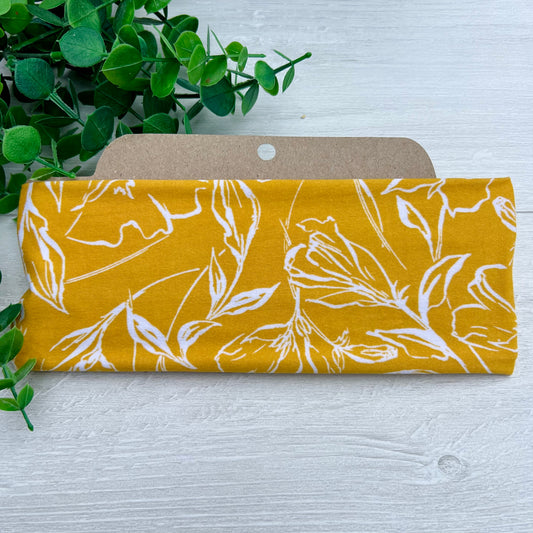 Mustard Floral II Twist Knot Headband