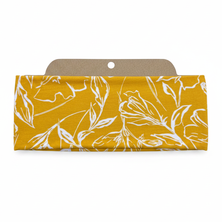 Mustard Floral II Soft Stretch Twist Knot Headband | CrystalxClear Collection