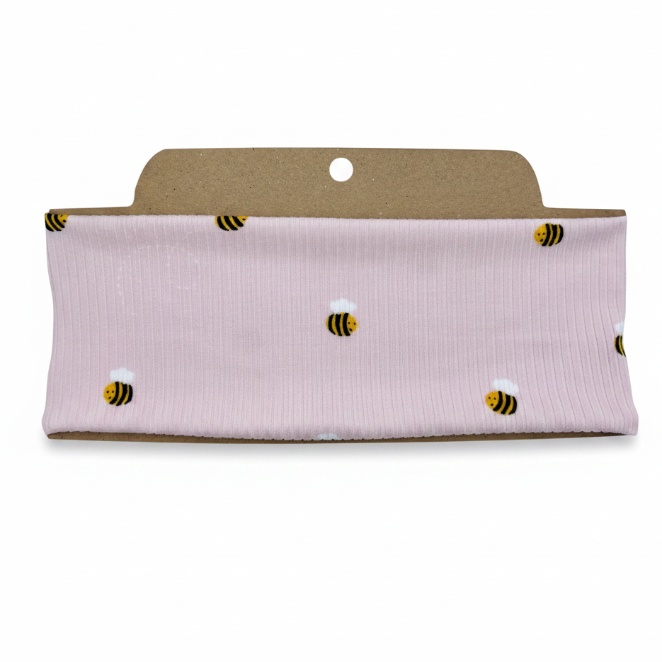 Ribbed Pink Bee Soft Stretch Twist Knot Headband | CrystalxClear Collection