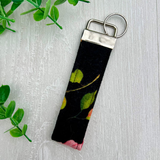 Watercolor Roses - Fabric Keychain Handle