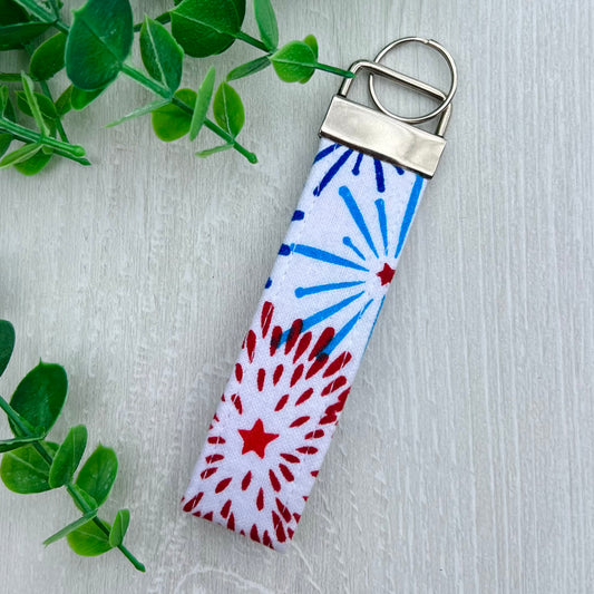 Patriotic Fireworks - Fabric Keychain Handle