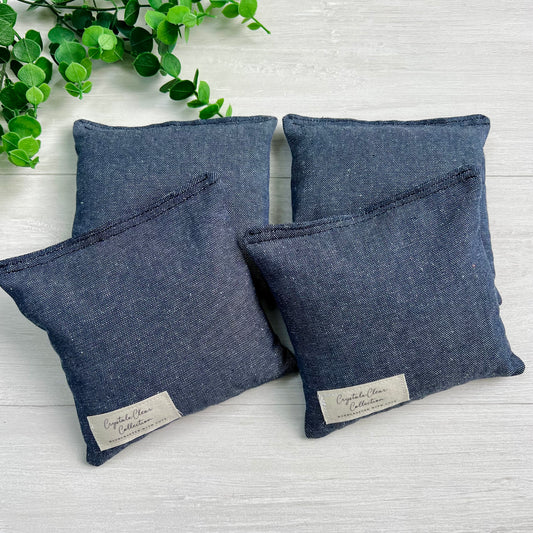 Demin Blue Corn-Filled Cornhole Bags