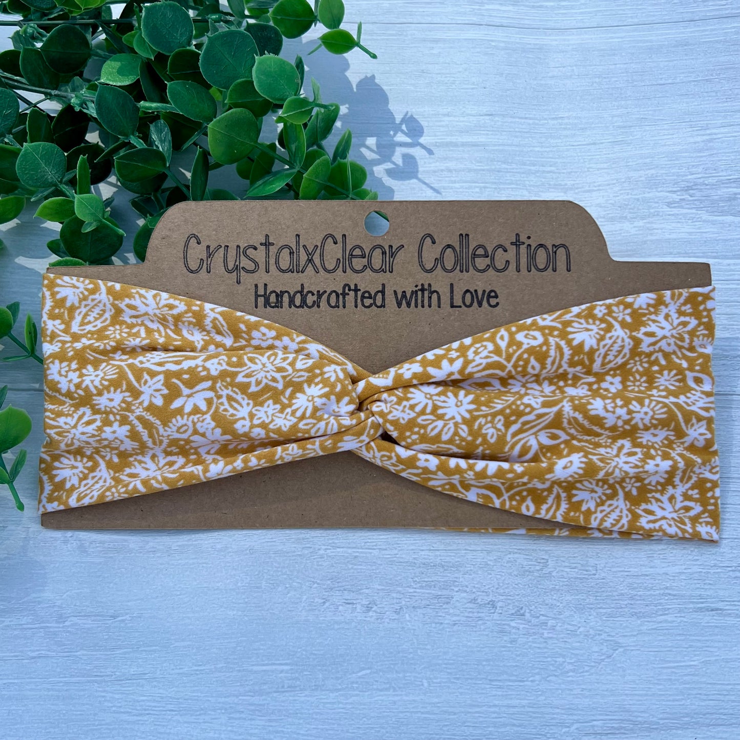 Mustard Floral Twist Knot Headband