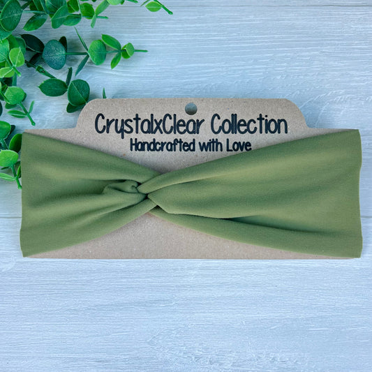 Solid Olive Green Twist Knot Headband