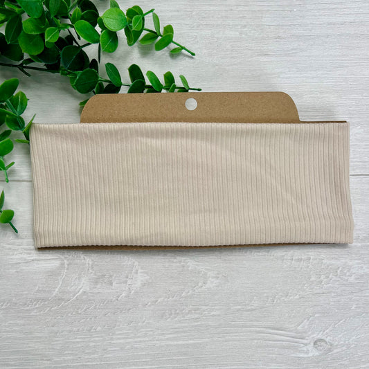 Ribbed Solid Taupe Soft Stretch Twist Knot Headband | CrystalxClear Collection