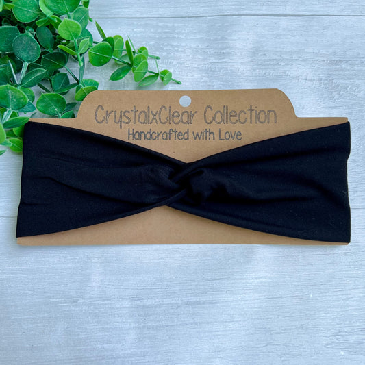 Solid Black Twist Knot Headband