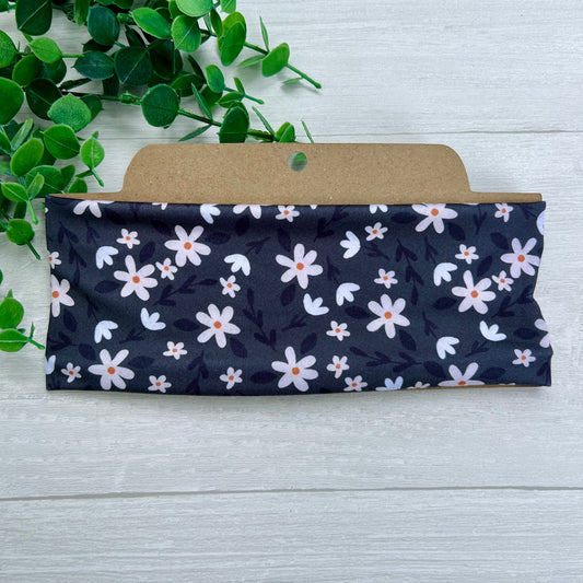 White Floral Soft Stretch Twist Knot Headband | CrystalxClear Collection