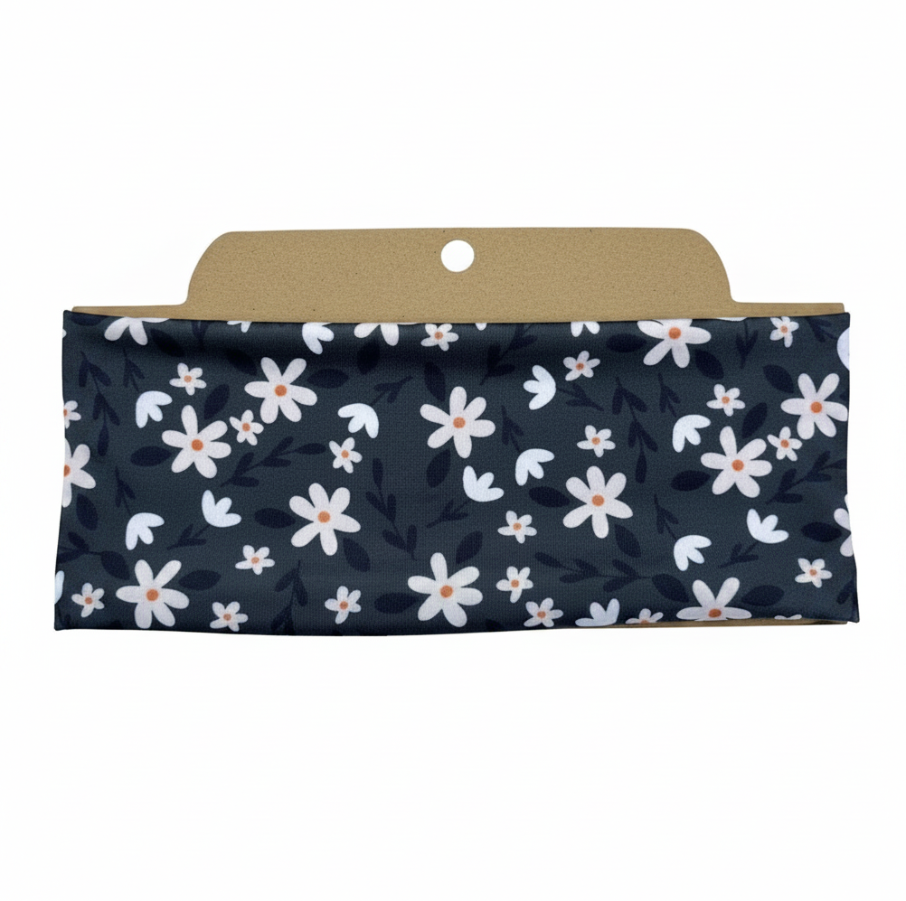 White Floral Soft Stretch Twist Knot Headband | CrystalxClear Collection