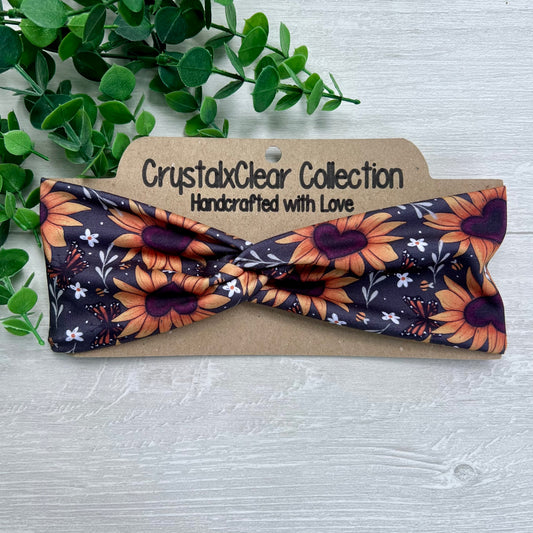 Sunflower Power Soft Stretch Twist Knot Headband | CrystalxClear Collection