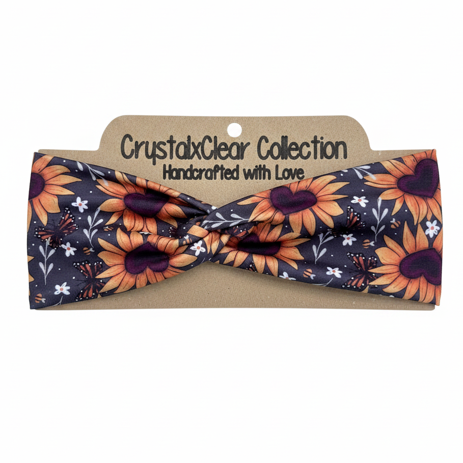 Sunflower Power Soft Stretch Twist Knot Headband | CrystalxClear Collection