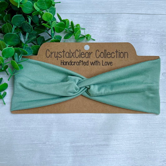Solid Sage Twist Knot Headband