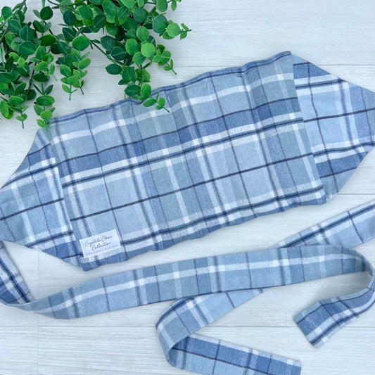 Light Blue & White Plaid Hands-Free Microwave Heating Pad for Lower Back | CrystalxClear Collection
