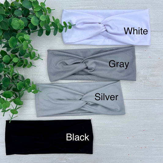 Solid Gray Soft Stretch Twist Knot Headband | CrystalxClear Collection