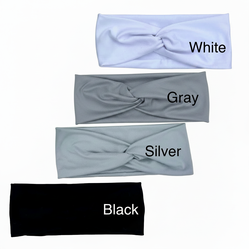 Solid Silver Soft Stretch Twist Knot Headband | CrystalxClear Collection