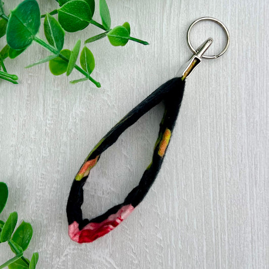 Watercolor Roses - Fabric Keychain Handle