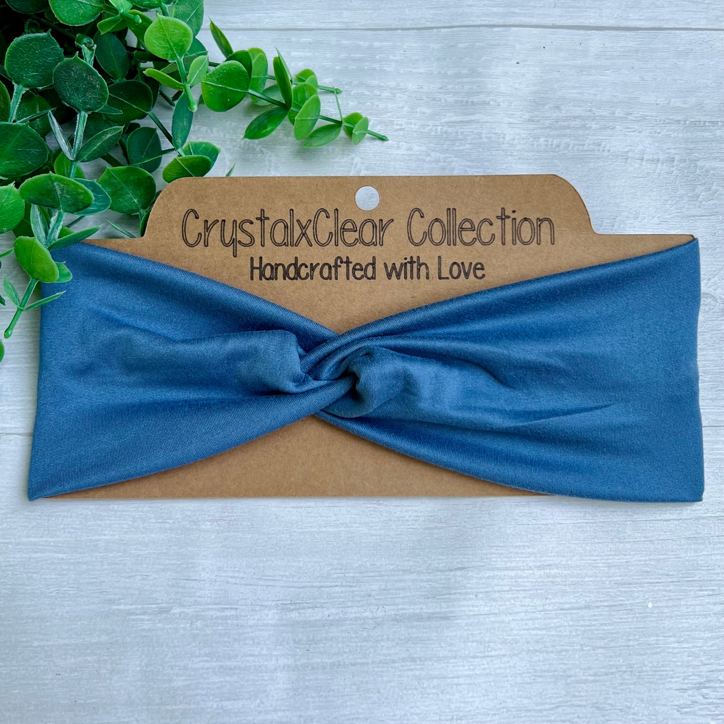 Solid Demin Blue Twist Knot Headband
