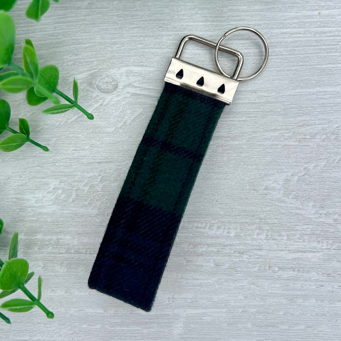 Blue Green Plaid Fabric Key Fob Handles for Easy Carrying | CrystalxClear Collection