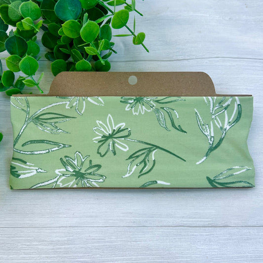 Light Green Floral Twist Knot Headband