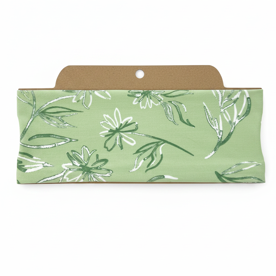 Light Green Floral Soft Stretch Twist Knot Headband | CrystalxClear Collection