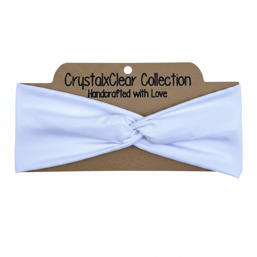 Solid White Soft Stretch Twist Knot Headband | CrystalxClear Collection