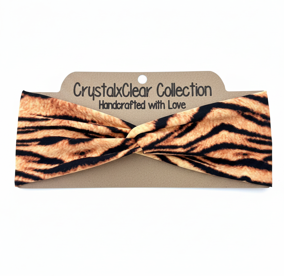 Tiger Stripe Soft Stretch Twist Knot Headband | CrystalxClear Collection