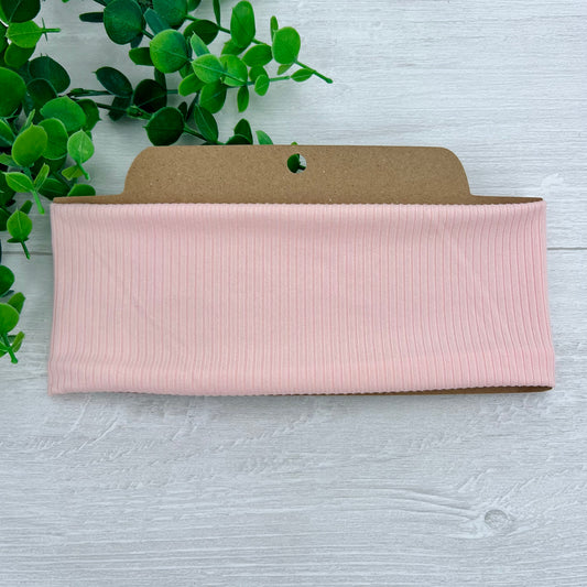Ribbed Solid Blush Soft Stretch Twist Knot Headband | CrystalxClear Collection