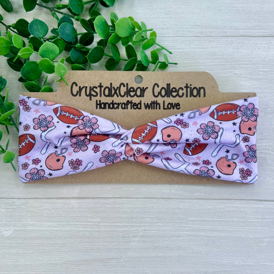 Floral Football Soft Stretch Twist Knot Headband | CrystalxClear Collection