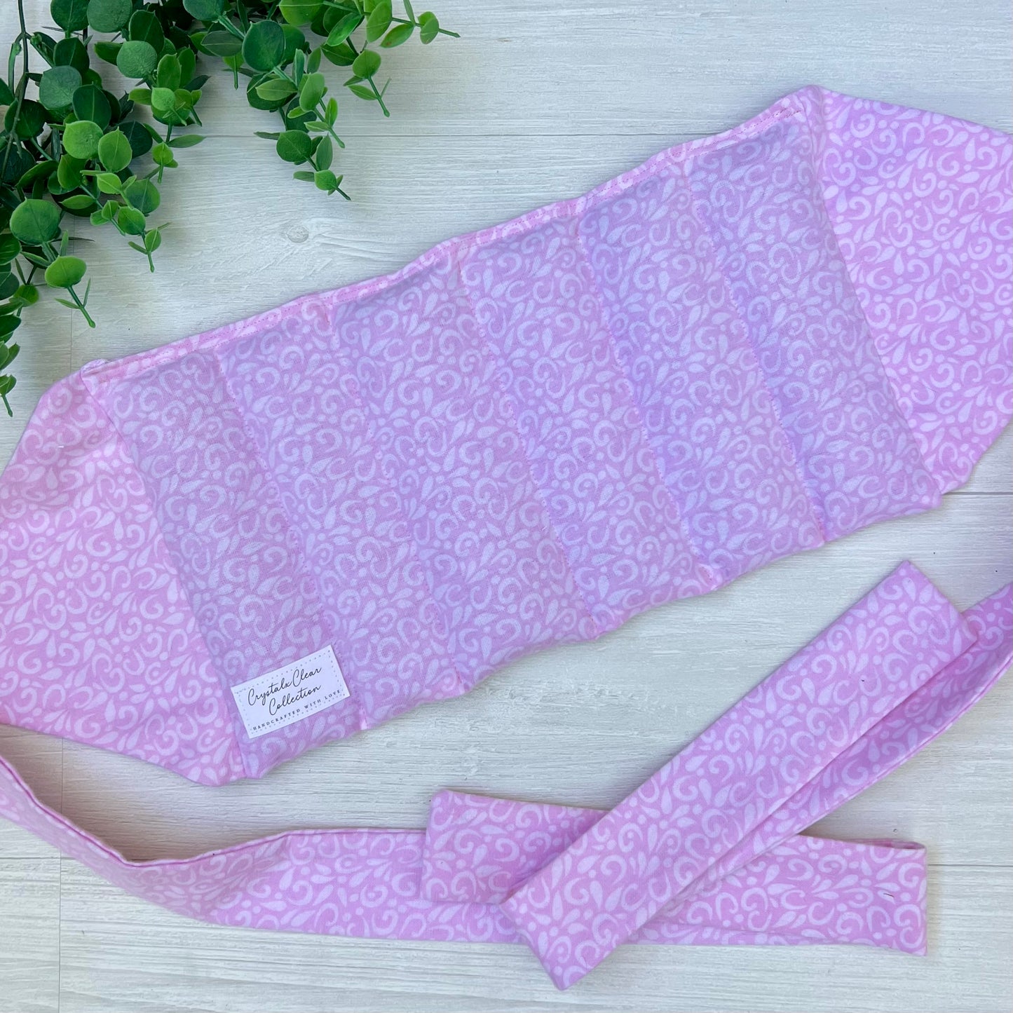 Pink Swirls Hands-Free Microwave Heating Pad for Lower Back | CrystalxClear Collection