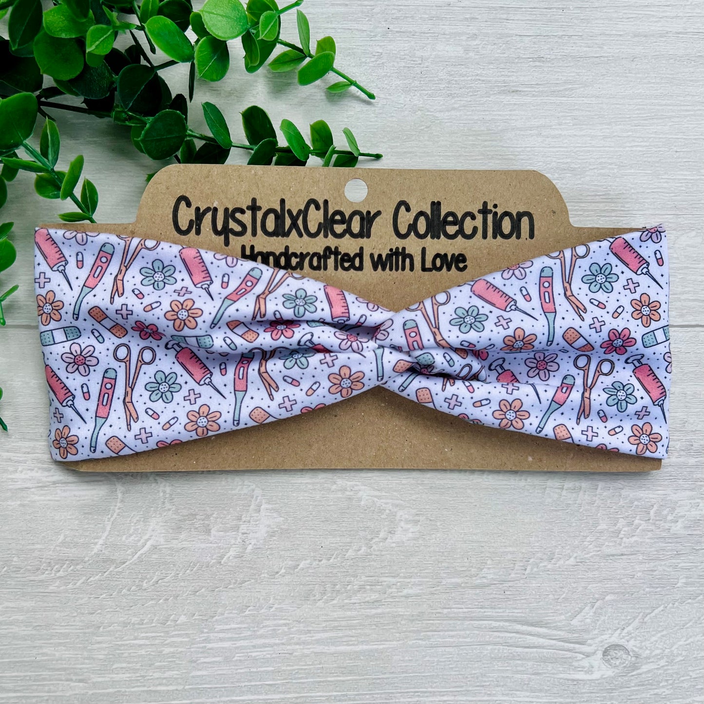 Floral Medical Soft Stretch Twist Knot Headband | CrystalxClear Collection
