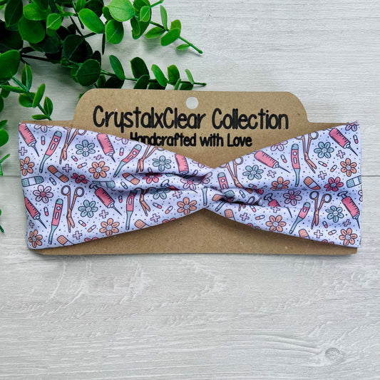 Floral Medical Soft Stretch Twist Knot Headband | CrystalxClear Collection