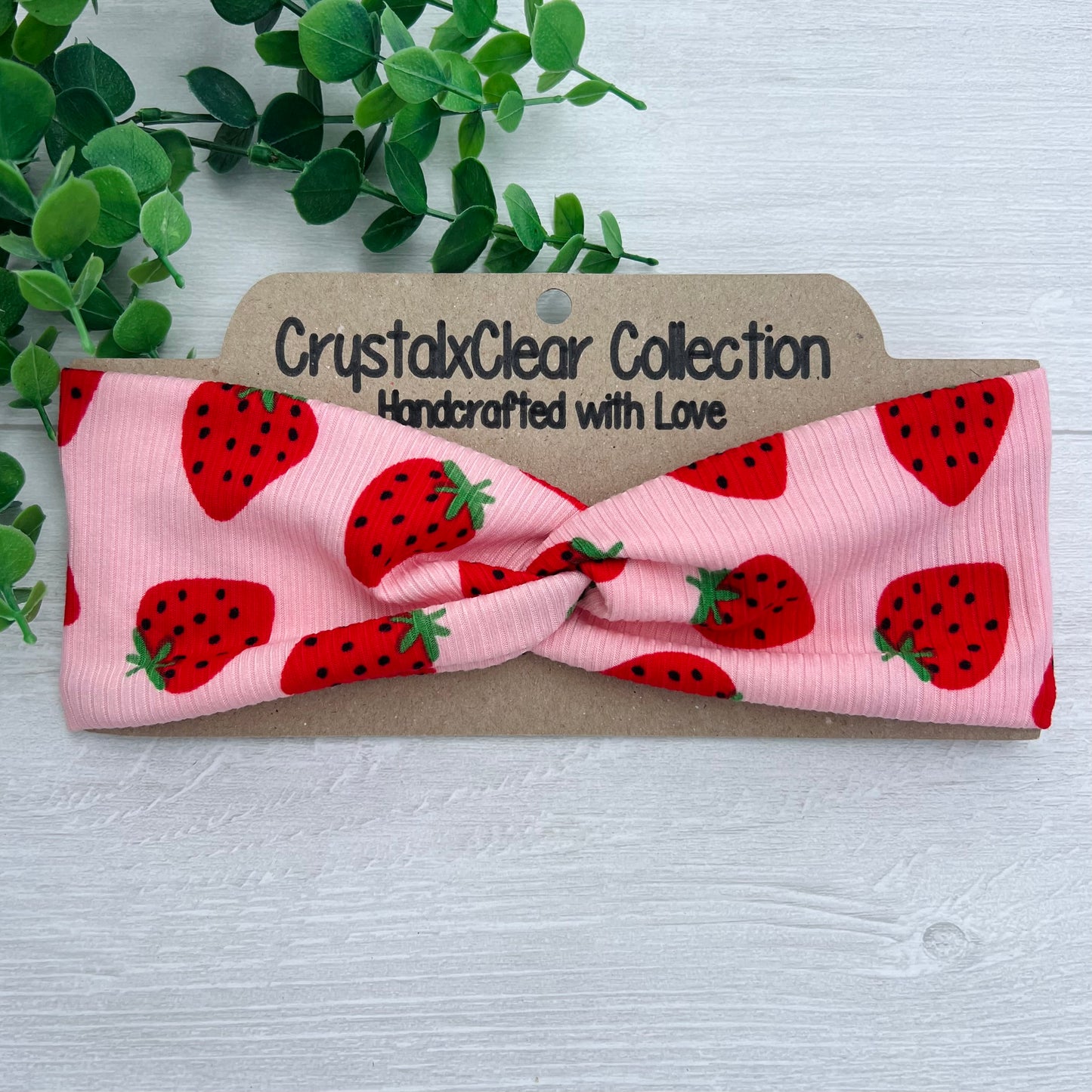 Ribbed Strawberry Soft Stretch Twist Knot Headband | CrystalxClear Collection