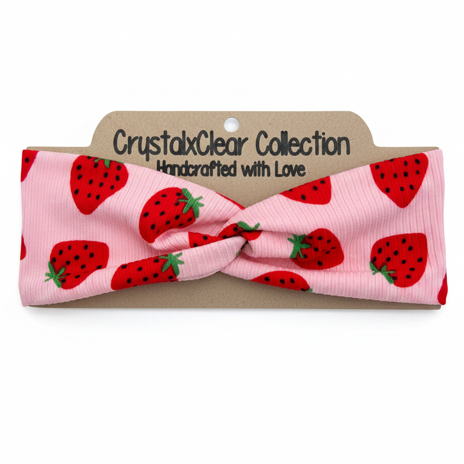 Ribbed Strawberry Soft Stretch Twist Knot Headband | CrystalxClear Collection