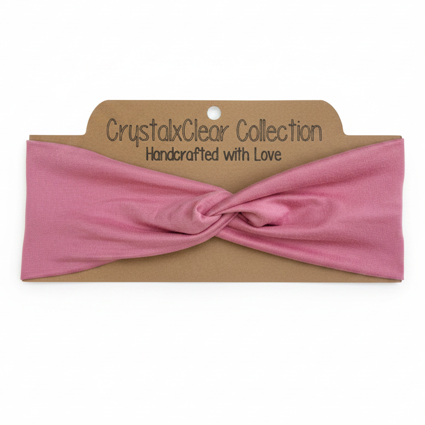 Solid Rose Soft Stretch Twist Knot Headband | CrystalxClear Collection