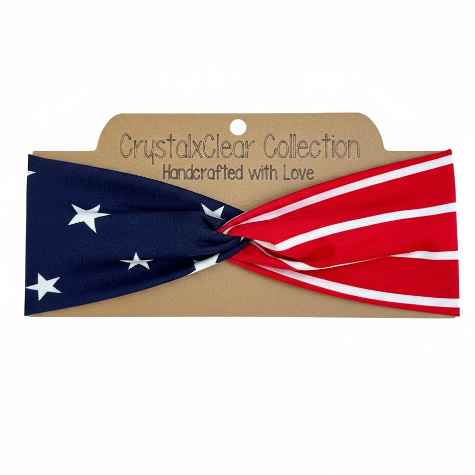 Stars & Stripes Soft Stretch Twist Knot Headband | CrystalxClear Collection