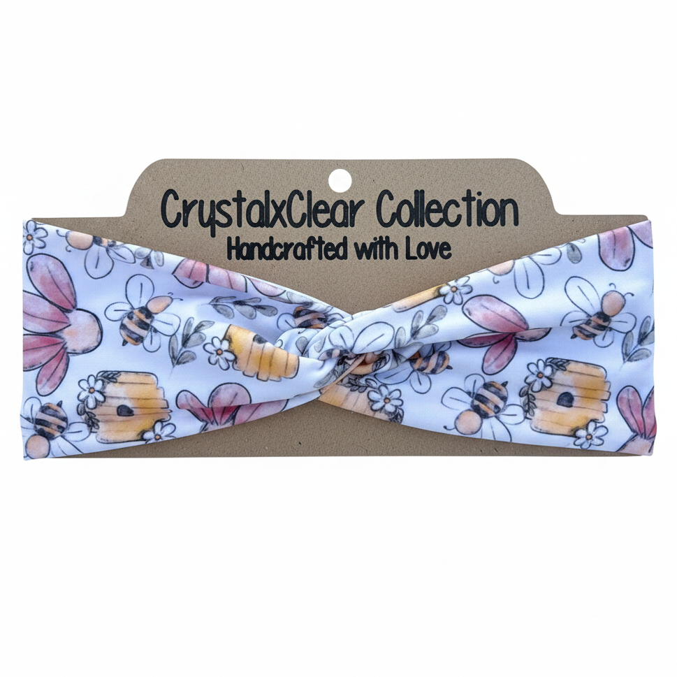 Sweet Honey Bee Hive Soft Stretch Twist Knot Headband | CrystalxClear Collection