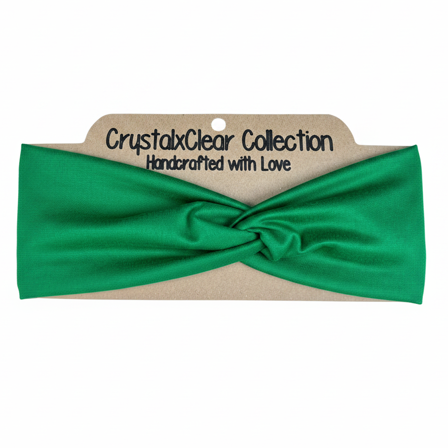 Solid Gumby Green Soft Stretch Twist Knot Headband | CrystalxClear Collection