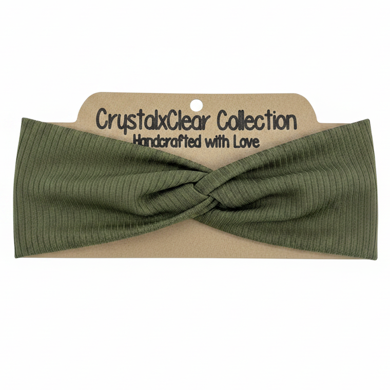Ribbed Solid Hunter Green Soft Stretch Twist Knot Headband | CrystalxClear Collection
