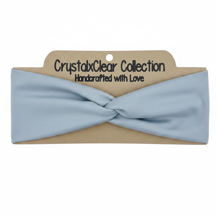 Solid Silver Soft Stretch Twist Knot Headband | CrystalxClear Collection