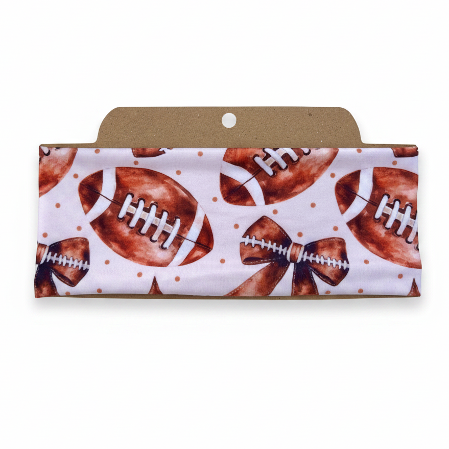 Football Bows Soft Stretch Twist Knot Headband | CrystalxClear Collection