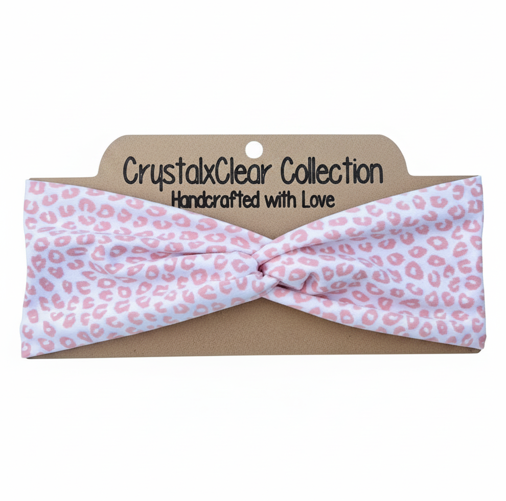 Pink Cheetah Print Soft Stretch Twist Knot Headband | CrystalxClear Collection