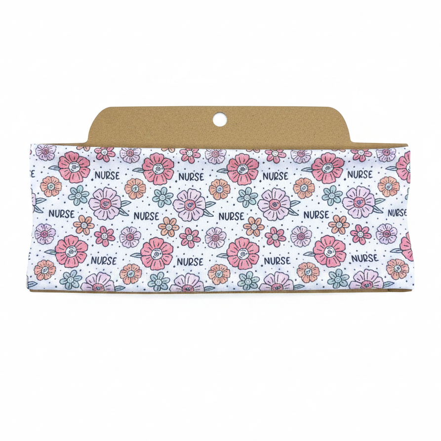 Floral Nurse Soft Stretch Twist Knot Headband | CrystalxClear Collection